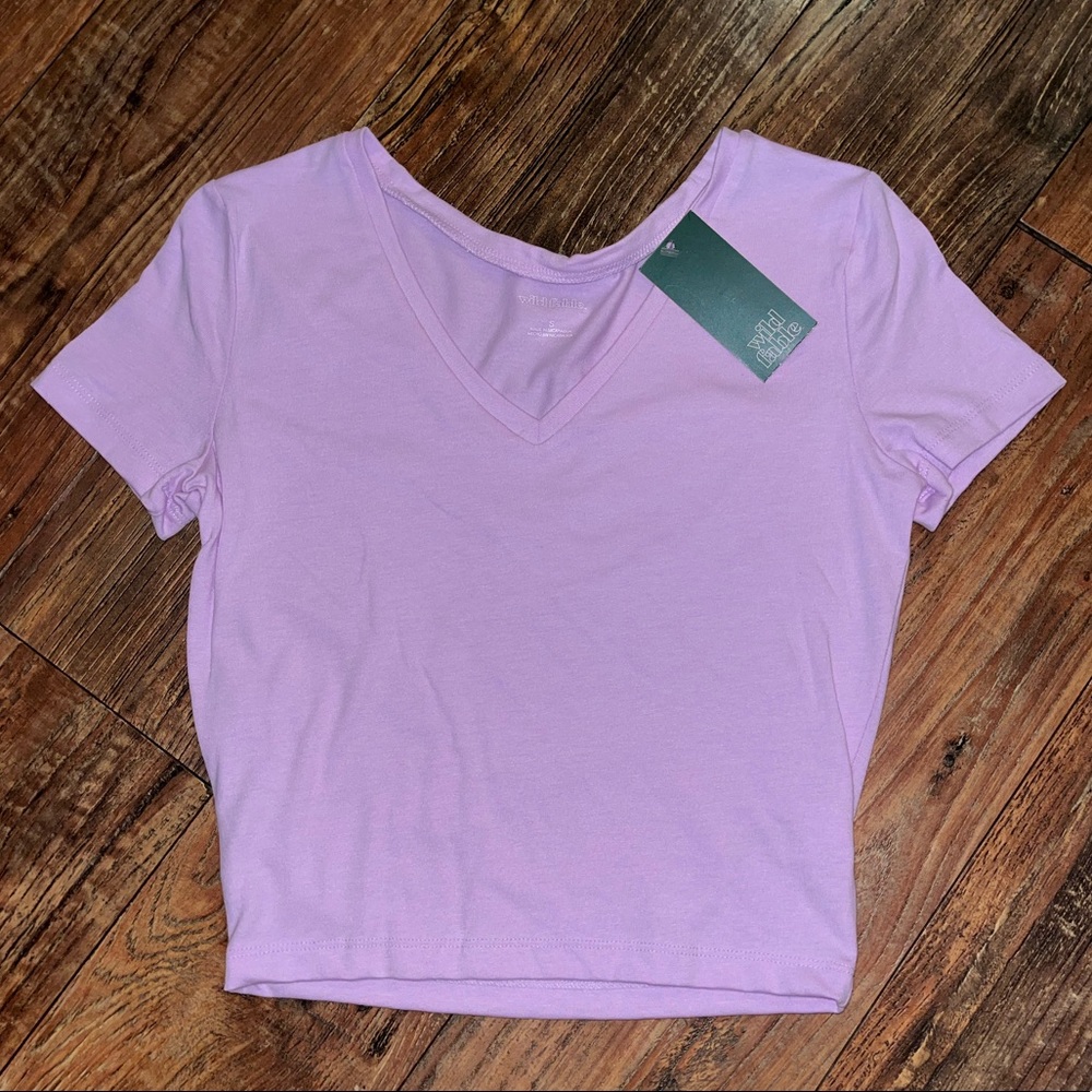 Lavender crop top, V neck